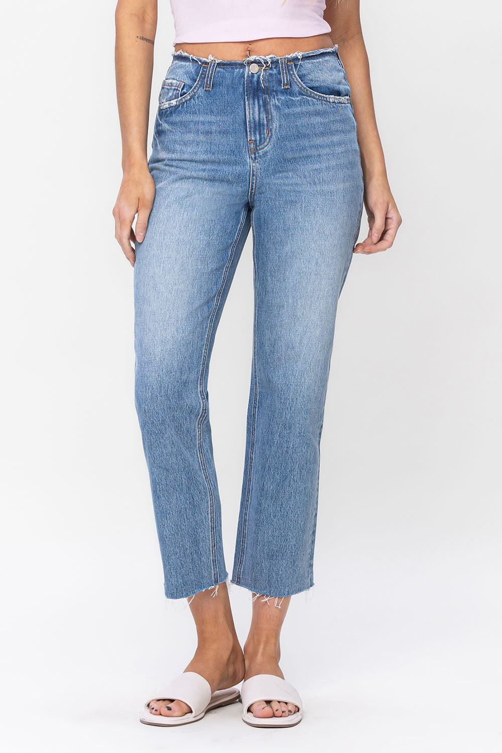 Valorie High Rise Light Wash Cropped Jeans