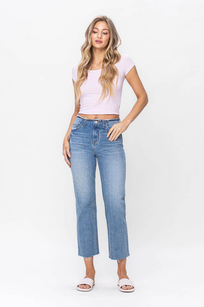 Valorie High Rise Light Wash Cropped Jeans