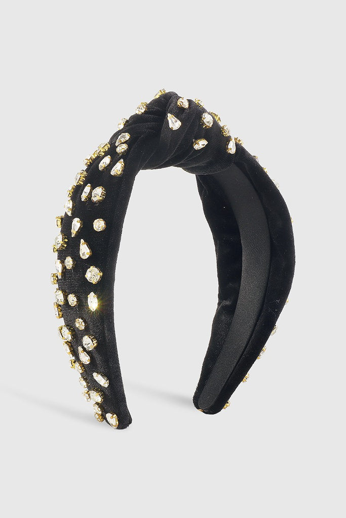 Elegant Corduroy Crystal Knot Headband