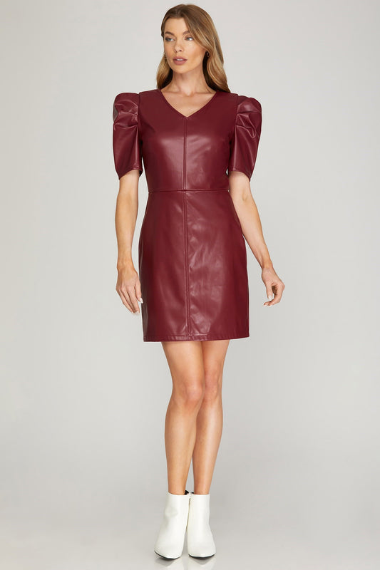 Wrenley Faux Leather Short Sleeve Dress