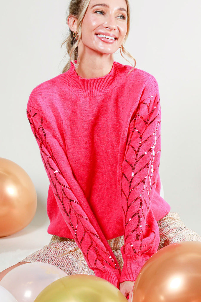 Cable Sequin Detail Sweater