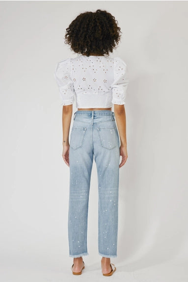 Shelly Light Stone Wash High Rise Speckled Kancan Jeans