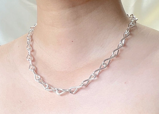 Silver Twist Chain Link Necklace