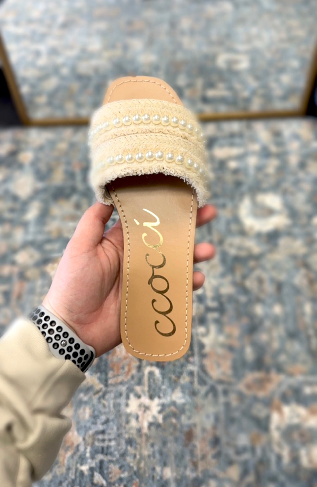 Nude Ash Sandal With Pearl Detail