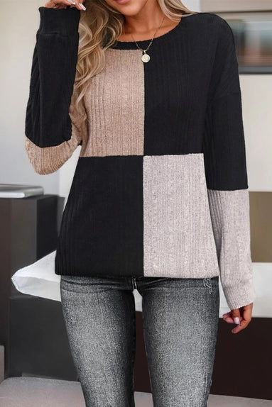 Black Color Block Sweater
